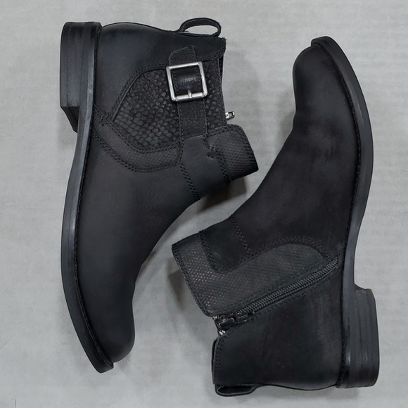 Abeo Yana booties women's 7N black Nubuck leather snake print detail buckle - Picture 7 of 11